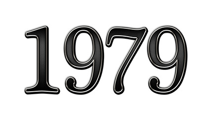 black metal 3d design of number 1979 on white background.