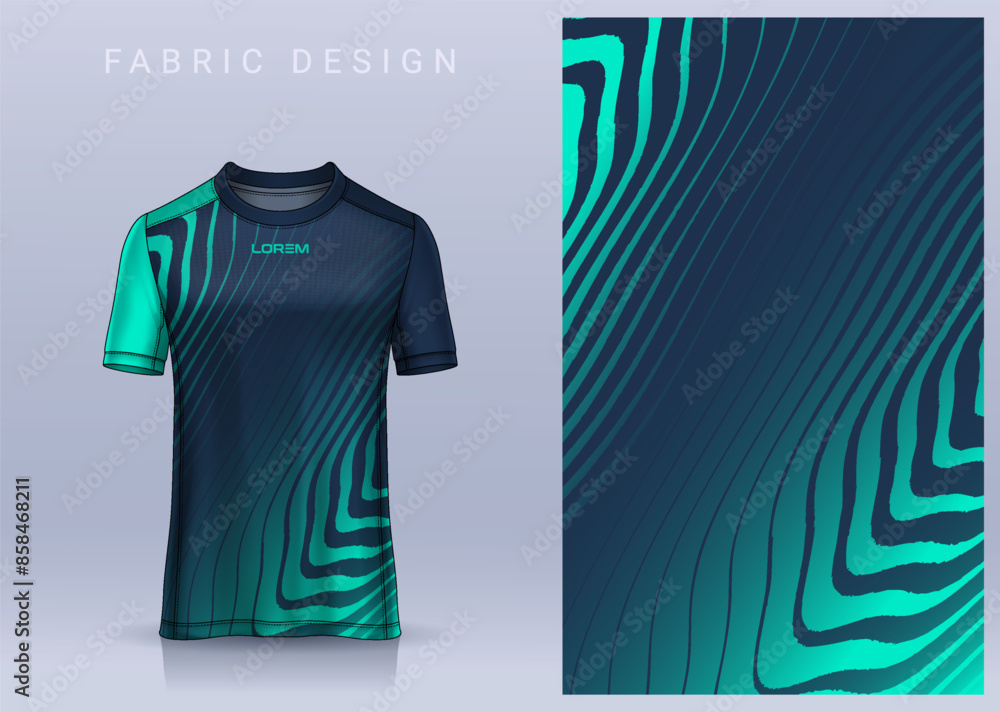 Wall mural Fabric textile design for Sport t-shirt, Soccer jersey mockup for football club. uniform front view.	