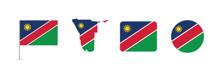 Vector Namibia flag. Set of Namibia Flags Collection. 
