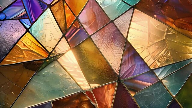 Delicate lines intersect to form an otherworldly geometric design in this stunning closeup of stained glass.