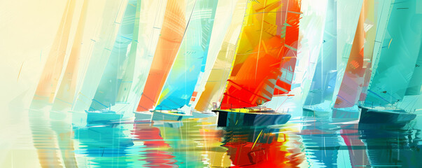 A serene sailing regatta background with smooth waters, colorful sails, and the textures of boats, ropes, and adventurous spirits.