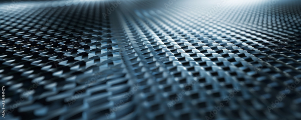 Poster a sleek carbon fiber background with a textured weave pattern. the reflective, high-tech surface add