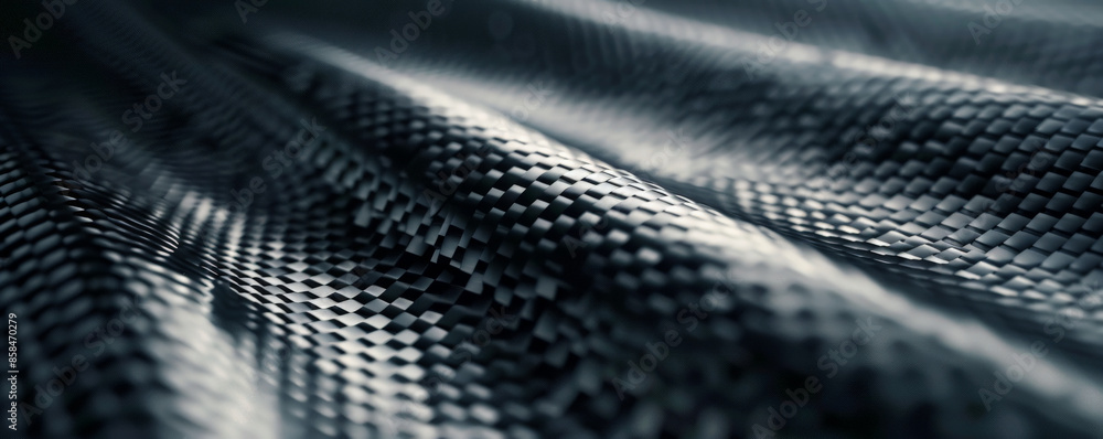 Poster a sleek carbon fiber background with a textured weave pattern. the reflective, high-tech surface add