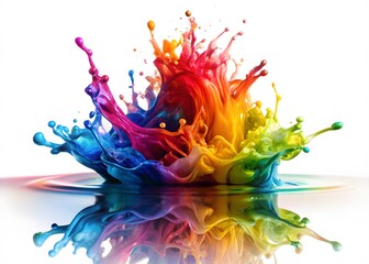 Expressive Abstract Painting. Multicolor Paint Explosion. Colorful Splashes.