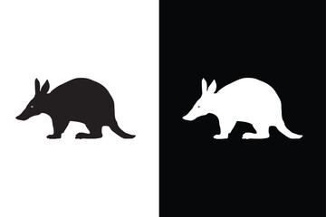 aardvark black silhouette. Illustration vector graphic template of aardvark silhouette.