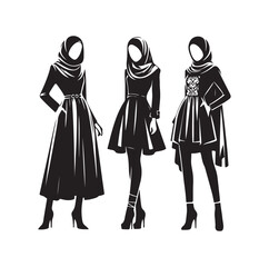 hijab style standing style vector illustration design silhouette