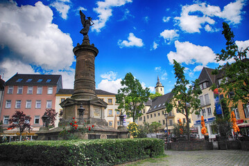 Germany , Siegburg. Angel statue. Landmark on the market square of Siegburg .May 07, 2014
