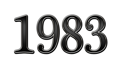 black metal 3d design of number 1983 on white background.