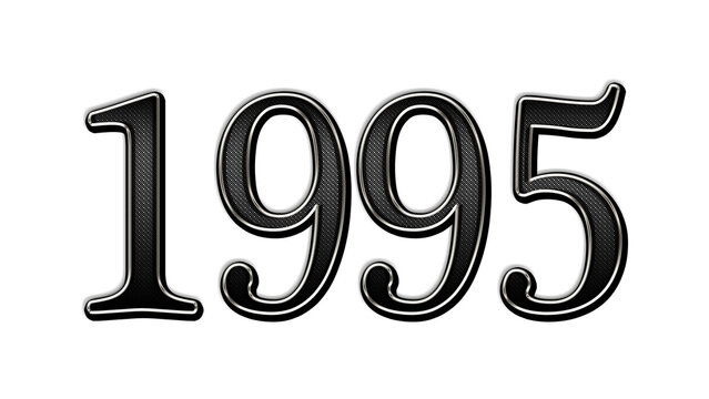 black metal 3d design of number 1995 on white background.
