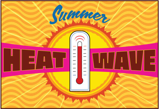 Graphic heat wave with a thermometer,