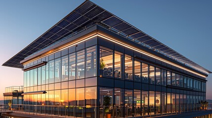 Obraz premium sustainable office building where all lighting is powered by rooftop solar panels