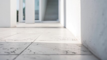 Close-Up of Outdoor Wall and Floor, Boho Home Exterior, White Minimalist