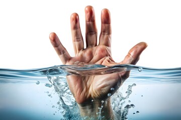 A Hand Reaching Out Of The Water In A Desperate Attempt To Escape.
