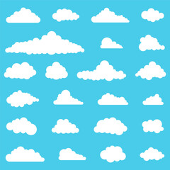 Cloud icon set. Flat style.
