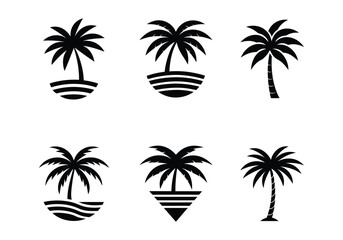 6 minimalist summer vibes with palm tree vector art illustration