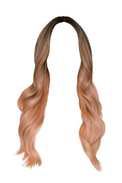 Long hair blond ombre wig isolated cutout on transparent