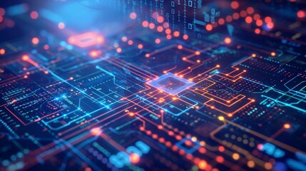 Obraz premium A vibrant compliance icon integrated into a sophisticated technological business data network, emphasizing regulatory standards and risk management in a modern digital landscape.