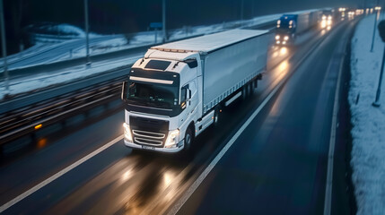 Heavy truck on a highway, logistics and transportation concept