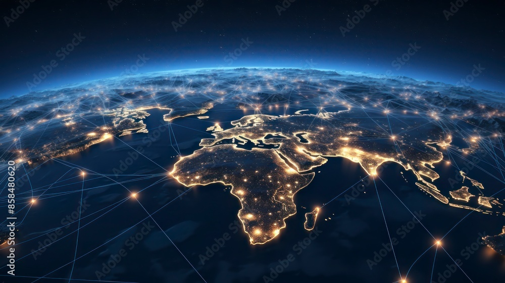 Wall mural Global network connections over the globe