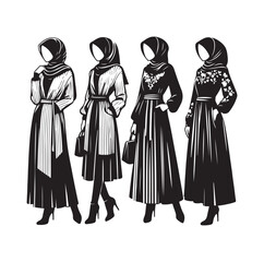 hijab style standing style vector illustration design silhouette
