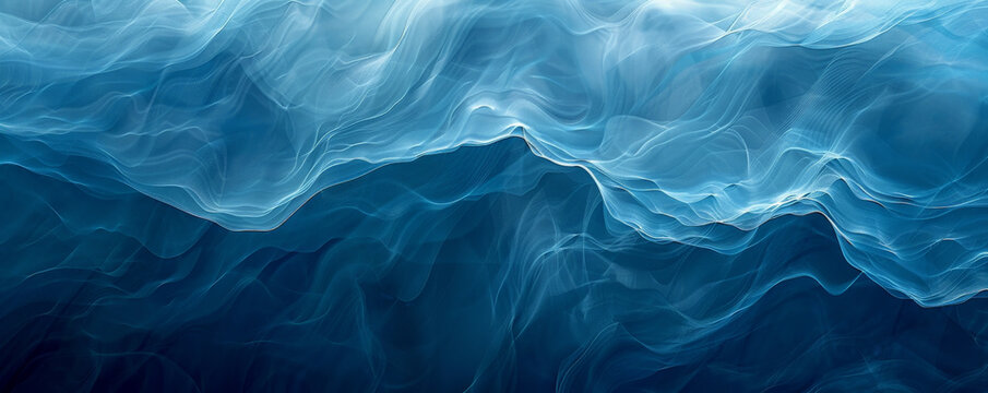 Design art background with a monochromatic scheme of various shades of blue, featuring abstract waves and ripples for a calming effect