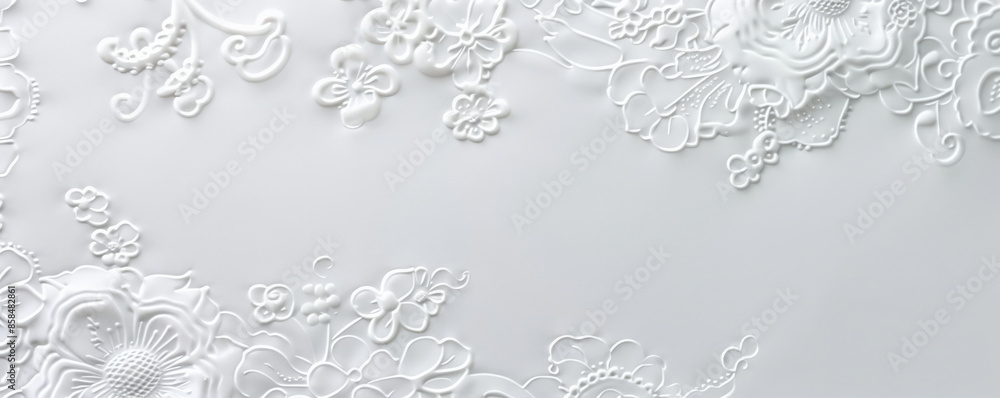 Poster elegant lace background in pure white with intricate patterns and a delicate, soft texture. the luxu