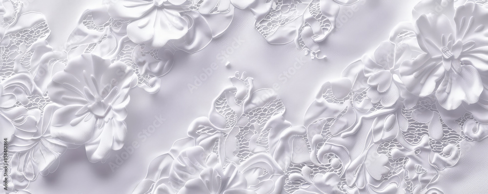 Poster elegant lace background in pure white with intricate patterns and a delicate, soft texture. the luxu