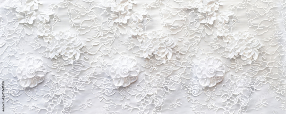 Poster elegant lace background in pure white with intricate patterns and a delicate, soft texture. the luxu