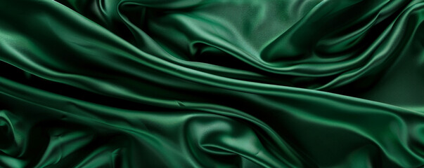 Elegant silk background in a rich emerald green with a smooth, luxurious texture. The opulent fabric adds a touch of sophistication and depth, perfect for high-end or romantic designs