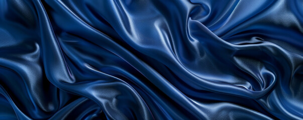 Obraz premium Elegant silk fabric background in a rich royal blue with a smooth, flowing texture. The luxurious fabric adds a touch of opulence and sophistication, perfect for high-end or romantic designs