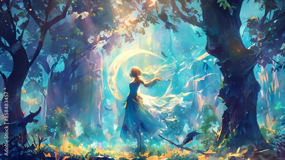 Poster wispy ethereal forms danced a the moonbeams that filtered through the dense canopy their haunting wh