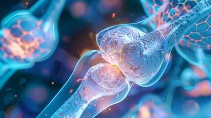 Vibrant 3D Rendering of Glucosamine Molecule Fortifying Cartilage and Supporting Mobility