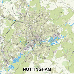 Fototapeta premium Nottingham, United Kingdom map poster art