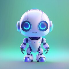 Eleganter Roboter: Minimalistisches 3D-Meisterwerk auf gr&uuml;nem Hintergrund
