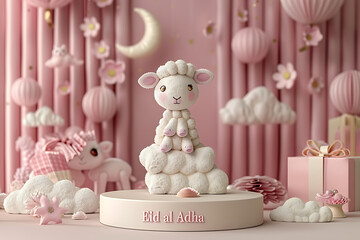 Muslim holiday Eid al-Adha. the sacrifice a ram sheep. Beautiful text handwritten lettering design for for graphic poster, greeting card etc.