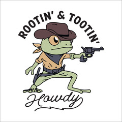 Funny Howdy Cowboy Frog SVG Glowforge PNG
