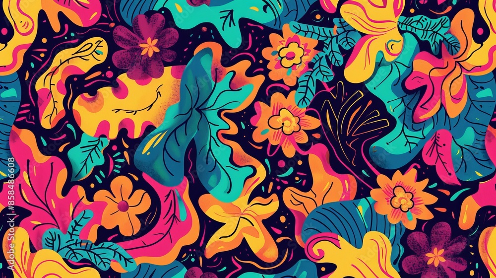 Poster colorful and unique summer artwork pattern. modern mix-and-match pattern. can be used for various de
