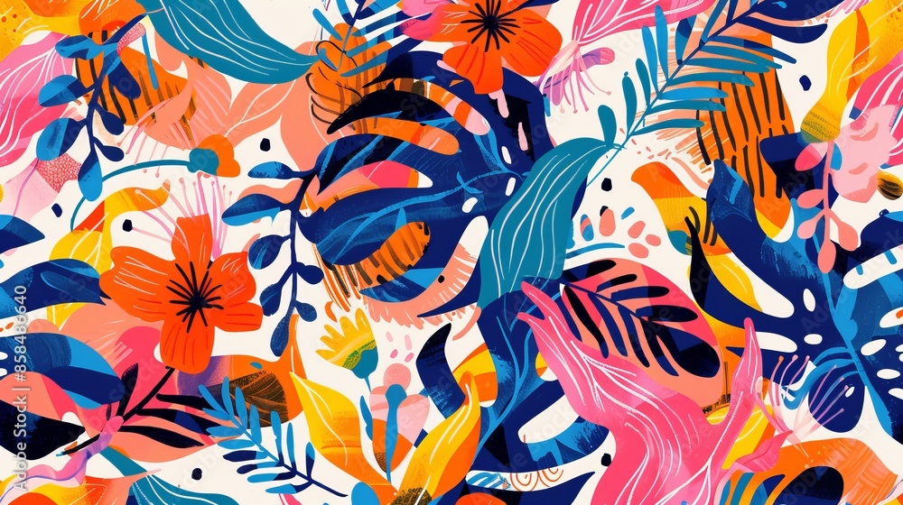 Poster colorful and unique summer artwork pattern. modern mix-and-match pattern. can be used for various de