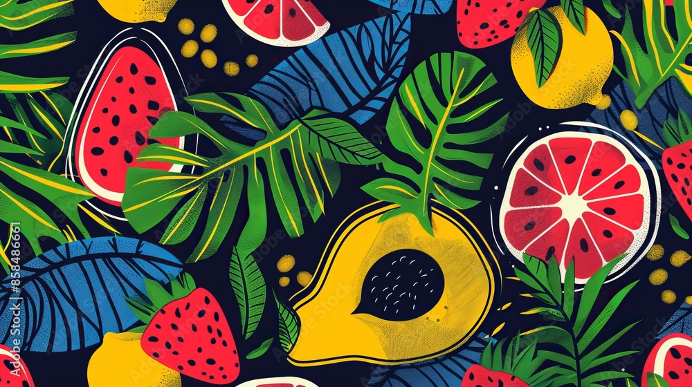 Aufkleber colorful and unique summer artwork pattern. modern mix-and-match pattern. can be used for various de