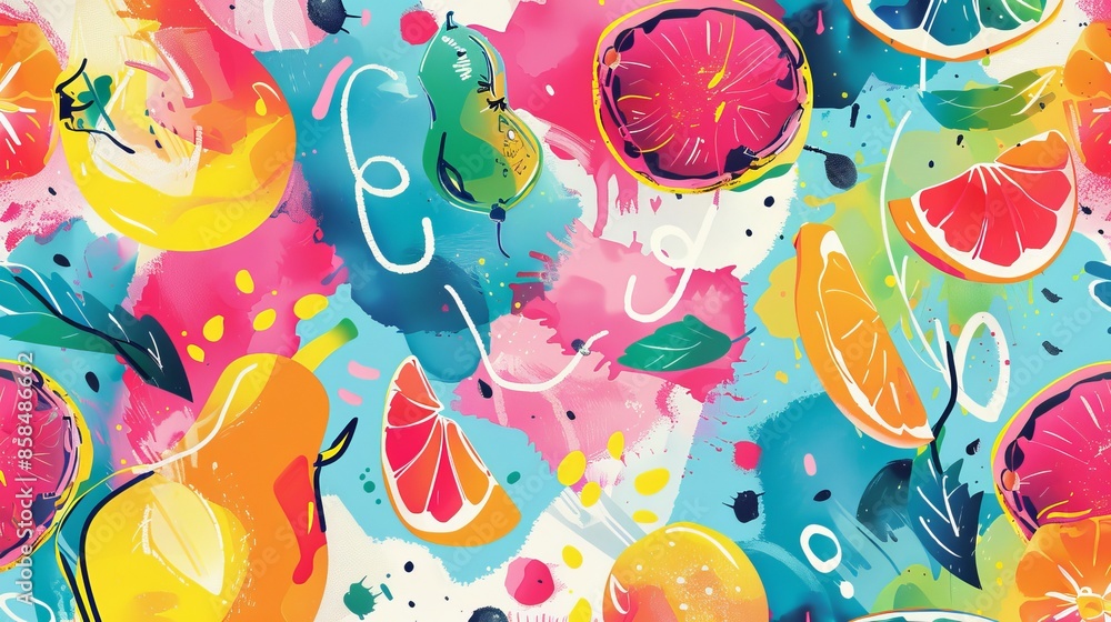 Poster colorful and unique summer artwork pattern. modern mix-and-match pattern. can be used for various de