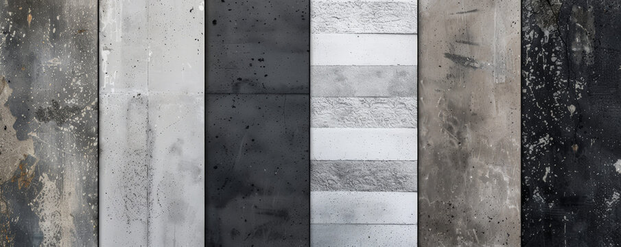 Minimalist concrete background in various shades of grey with subtle texture variations. The sleek, industrial look adds a modern, sophisticated touch to any design element