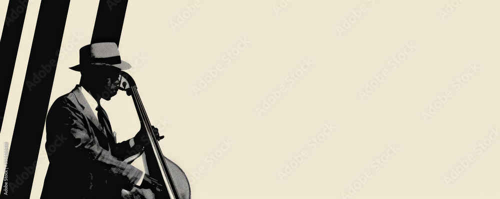 Poster minimalist jazz music background with clean lines and a monochromatic color scheme. the simple desig