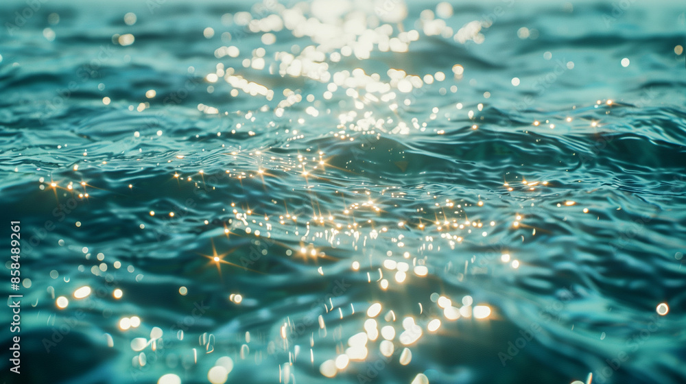 Aufkleber water surface with ripples and bokeh effect. abstract background