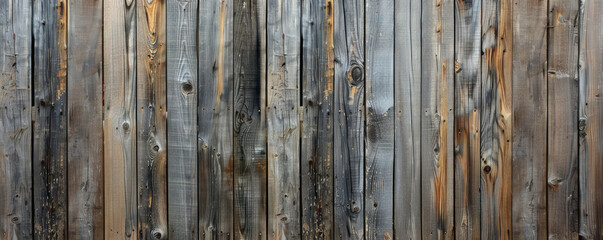 Rustic wooden fence background with weathered planks, natural knots, and textured grain patterns. The authentic, cozy feel adds warmth and character, ideal for countryside or vintage designs