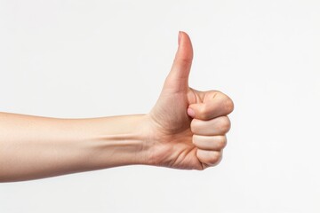 Close Up Of A Hand Giving A Thumbs Up Gesture On A White Background
