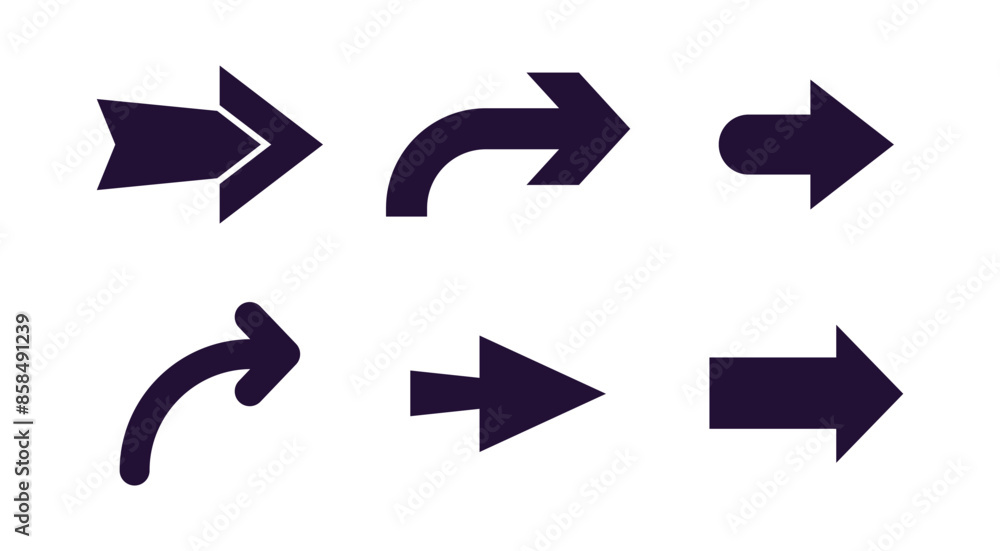 Poster Arrow icon set. Different arrows sign. Flat vector arrows.