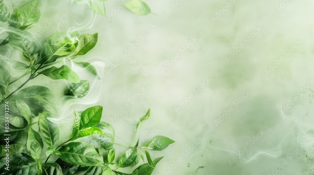 Poster a green background with a leafy green tree in the foreground