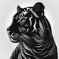 Obraz premium A black and white drawing of a tiger 's face
