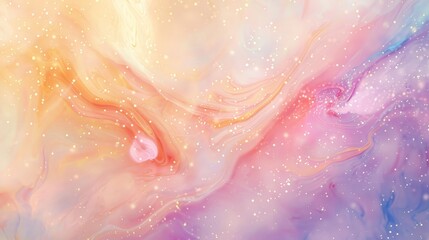 Fototapeta premium Whimsical abstract with pastel tones swirling patterns and sparkling particles. Amazing wallpaper