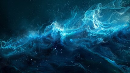 Obraz premium Oceanic colors and glowing particles in bio-luminescent abstract. Amazing wallpaper